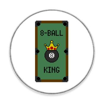 Retro 8-Bit 8-Ball King (Table) - Round  fridge magnet - white - Front