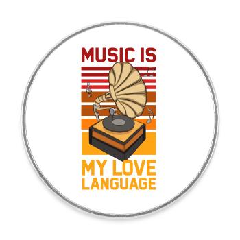music is my love language ( gramophone ) - Round  fridge magnet - white - Front