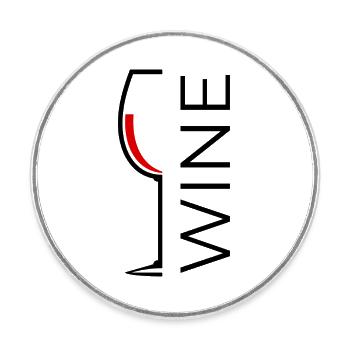 Verre à vin rouge - Magnet rond - blanc - Devant