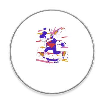 Schule Einschulung Mädchen Skateboard Longboard - Runder Kühlschrankmagnet - Weiß - Vorne