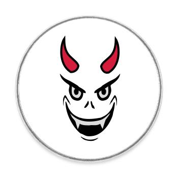 Conception du visage du diable maléfique - Magnet rond - blanc - Devant
