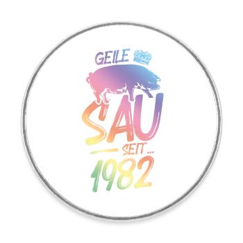1982 Geile Sau - Runder Kühlschrankmagnet - Weiß - Vorne
