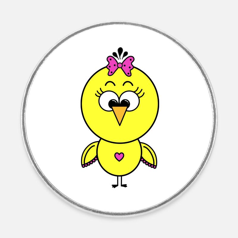 Poussin - Magnet rond - blanc