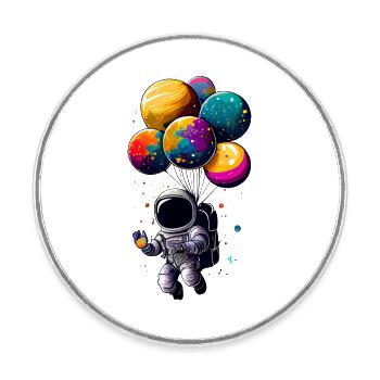 Astronaute sur la Lune - Magnet rond - blanc - Devant