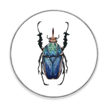 Big Beetle Stag - giant beetle deer - Round  fridge magnet - white - Front