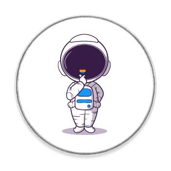 Astronaut Regenbogen Herz LGBTQ Gay Pride - Runder Kühlschrankmagnet - Weiß - Vorne