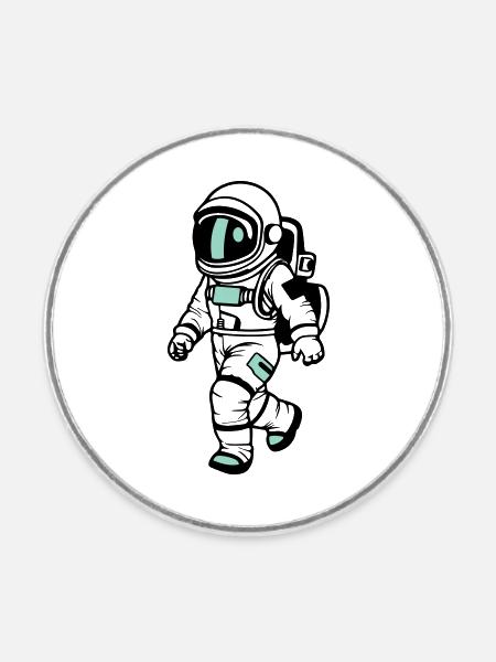 Astronaut - Runder Kühlschrankmagnet - Weiß