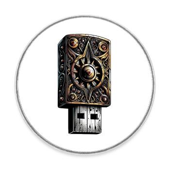 Dark USB - Magnet rond - blanc - Devant