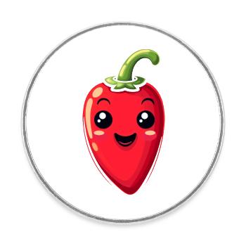 Chili pour enfants - Magnet rond - blanc - Devant