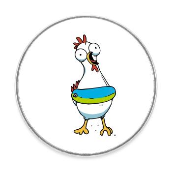 Chicken Chickens Swimming Ring Distress Swimmer - Round  fridge magnet - white - Front