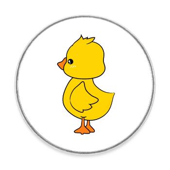 Niedliche Baby-Ente Figur 3 - Runder Kühlschrankmagnet - Weiß - Vorne