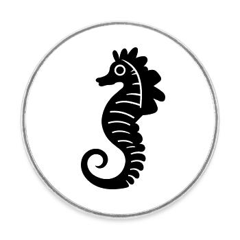 Sea horse - Round  fridge magnet - white - Front