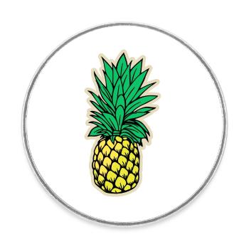 Ananas - Runder Kühlschrankmagnet - Weiß - Vorne