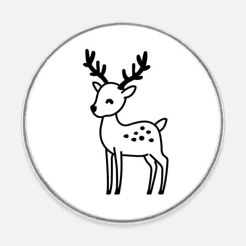 renne de noel - Magnet rond - blanc