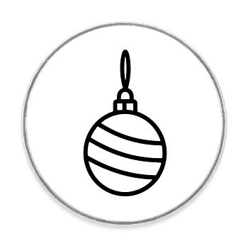 Boule de Noël - Magnet rond - blanc - Devant