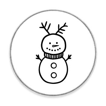 Bonhomme de neige - Magnet rond - blanc - Devant