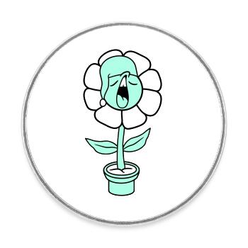 Gähnende Müde Schlafmütze Blume Gesicht Blumentopf - Runder Kühlschrankmagnet - Weiß - Vorne