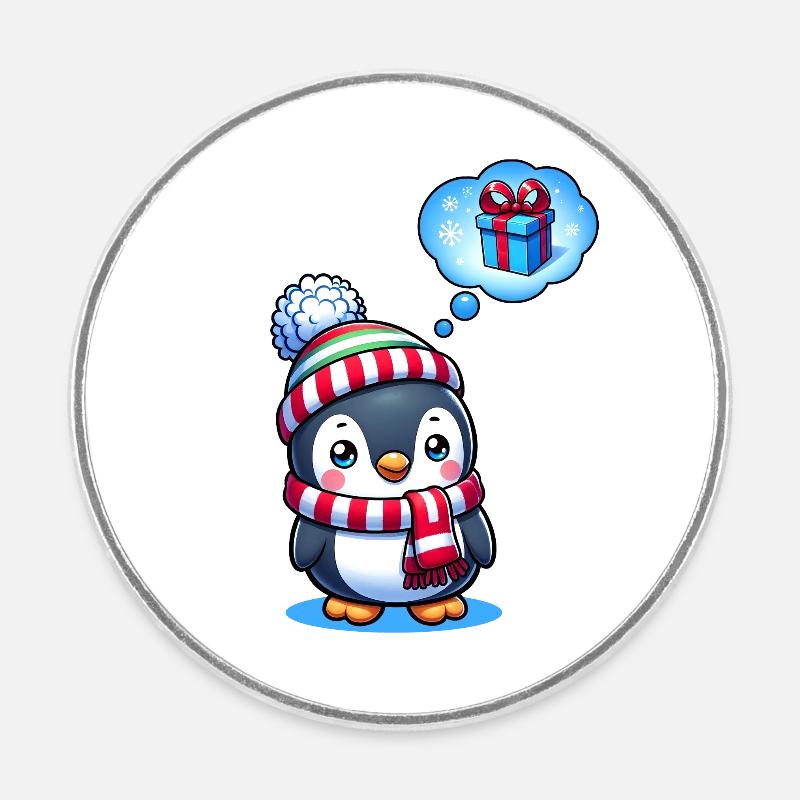 Idée cadeau pour Noël - Magnet rond - blanc