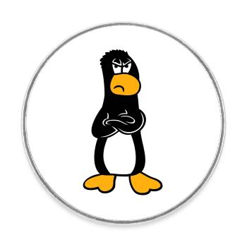 Pinguin Wütend beleidigt verschränkte Arme sauer - Runder Kühlschrankmagnet - Weiß - Vorne