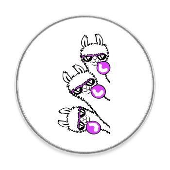 3 Llamas Chewing Gum Team Crew Friends Looking Sideways - Round  fridge magnet - white - Front