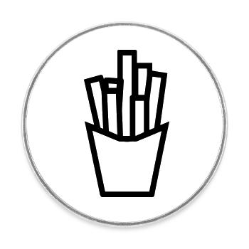 French fries - Round  fridge magnet - white - Front