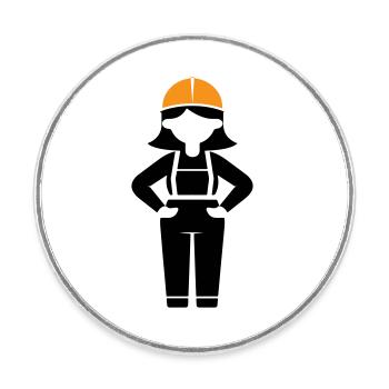 Construction Worker Woman - Round  fridge magnet - white - Front