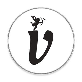 V - Runder Kühlschrankmagnet - Weiß - Vorne
