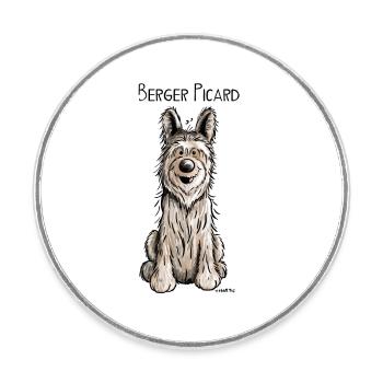 Lustiger Berger Picard -.Hund - Dog - Comic - Runder Kühlschrankmagnet - Weiß - Vorne