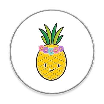 Ananas - Runder Kühlschrankmagnet - Weiß - Vorne