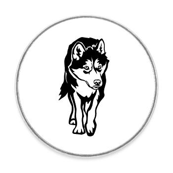 Husky - Round  fridge magnet - white - Front