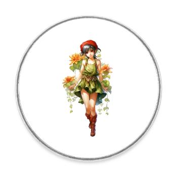 Chemise rouge délicate de la fille d’honneur - Magnet rond - blanc - Devant