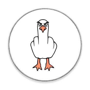 Mouette majeur insulte doigt puant vilain - Magnet rond - blanc - Devant