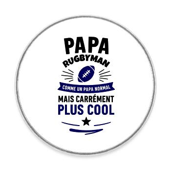 Papa rugbyman – plus cool qu’un papa normal - Magnet rond - blanc - Devant