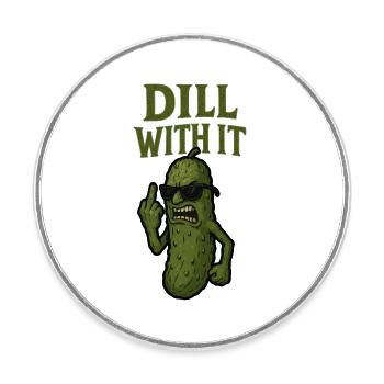 Aneth avec son illustration de cornichon drôle - Magnet rond - blanc - Devant