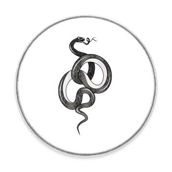 Fascinating snake in black glossy structure - Round  fridge magnet - white - Front