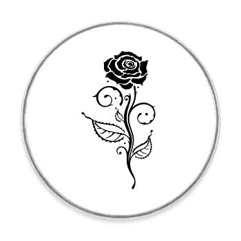 Schwarze Rose Ornament Gothic - Runder Kühlschrankmagnet - Weiß - Vorne