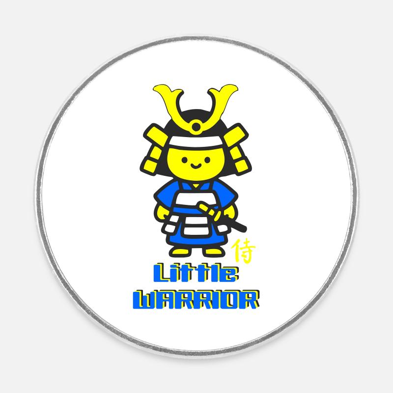 Little Samurai Warrior - Round  fridge magnet - white