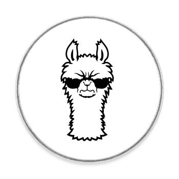 Lama Wütend Cool Sonnenbrille Pelzig Alpaka Sauer - Runder Kühlschrankmagnet - Weiß - Vorne