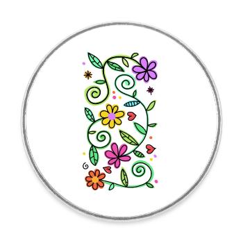 Dekorative Doodle-Gänseblümchen - Runder Kühlschrankmagnet - Weiß - Vorne