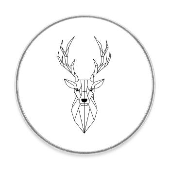 Polygone de cerf - Magnet rond - blanc - Devant