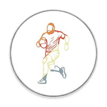 Rugby Player Drawing - Round  fridge magnet - white - Front