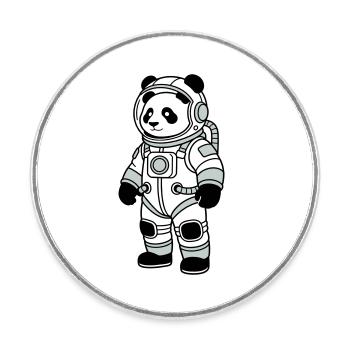 Panda-Bär-Raumanzug - Runder Kühlschrankmagnet - Weiß - Vorne