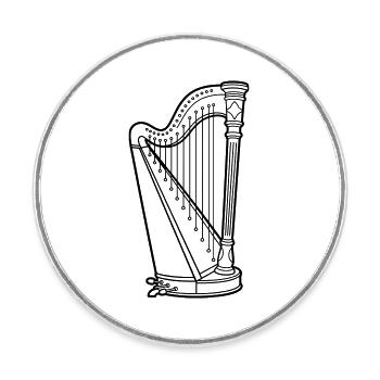 Harpe - Magnet rond - blanc - Devant