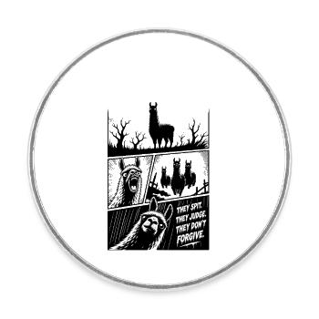 Llamas They Spit They Judge Horror - Round  fridge magnet - white - Front