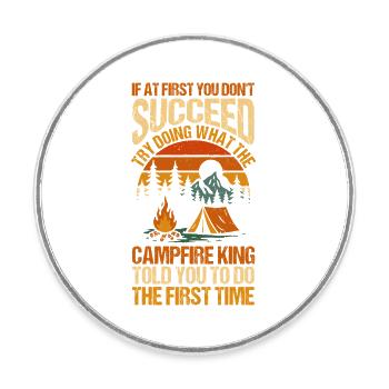 Camping Bonfire Camp Life Forest Camper - Runder Kühlschrankmagnet - Weiß - Vorne