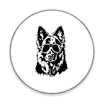 Deutscher Schäferhund cool Hunde Portrait Wilsigns - Runder Kühlschrankmagnet - Weiß - Vorne