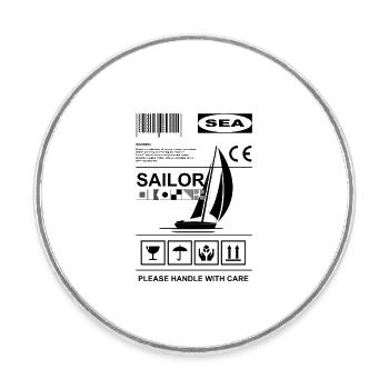Étiquette du marin - Magnet rond - blanc - Devant