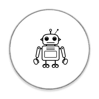 Roboter - Runder Kühlschrankmagnet - Weiß - Vorne