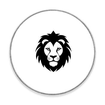 Tête de lion - Magnet rond - blanc - Devant