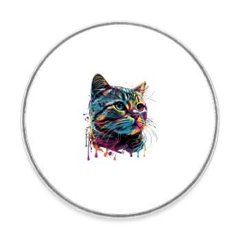 Colorful American Shorthair Cat Gaze - Runder Kühlschrankmagnet - Weiß - Vorne